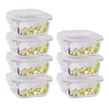 Imagem de Jogo 7 Potes Vidro Hermetico Pequeno Marmita Fit 320 Ml - Belo Vidro, 