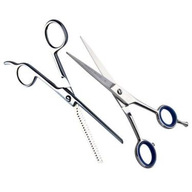 Imagem de Kit tesoura profissional desfiadeira e navalha 6" marco boni