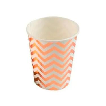 Imagem de Kit 10 Copos 270Ml Descartáveis Luxo Papel Listras Rosa Gold - Udlandi