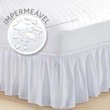 Imagem de Capa para Colchão Impermeável Matelada Casal + Saia box Casal Branco -