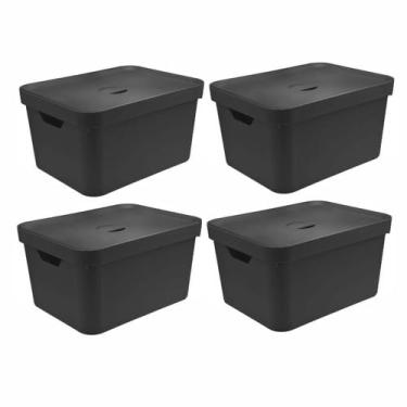 Imagem de Conjunto de 4 Caixas Organizadora Cube Preto 32L - Ou