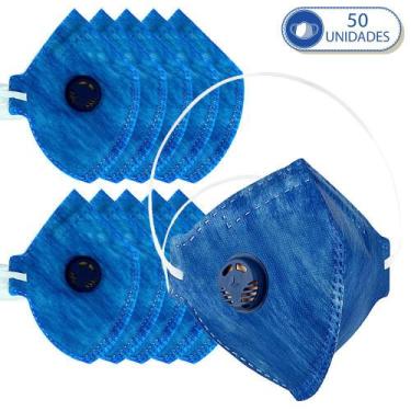 Imagem de 50 Máscaras Descartáveis com Válvula Respiratória Para Proteção KN910 