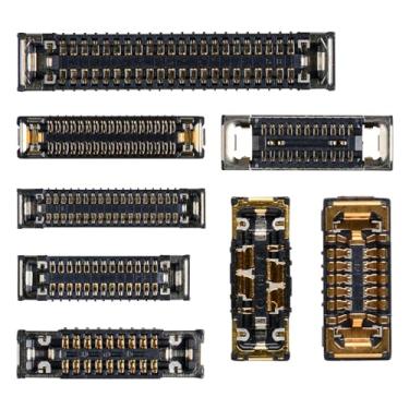 Imagem de Risidamoy Kit de substituição de soquete de placa mãe de 8 peças B para iPhone 12 PRO, incluindo porta de carregamento, conector SIM, câmera teleobjetiva grande angular LCD e receptáculo de toque para