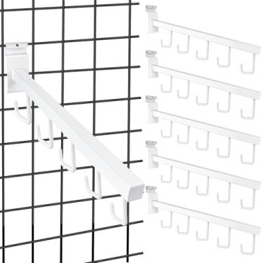 Imagem de Aemygo 5 ganchos para cascata, 5 ganchos, acessórios de parede de metal, ganchos de parede de 34,8 cm, cabides de cascata para parede de grade, loja de roupas, exibição de varejo