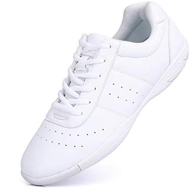 Imagem de Mfreely Sapatos de torcida femininos brancos para líderes de torcida sapatos de dança atléticos rasos tênis de caminhada para meninas branco 10 B (M) EUA, Branco (tamanho feminino), 40
