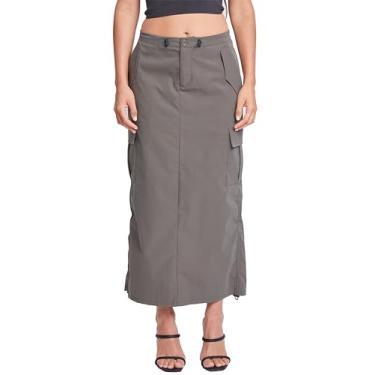 Imagem de YMI Jeans Saia feminina midi cargo paraquedas, Oliva, 13