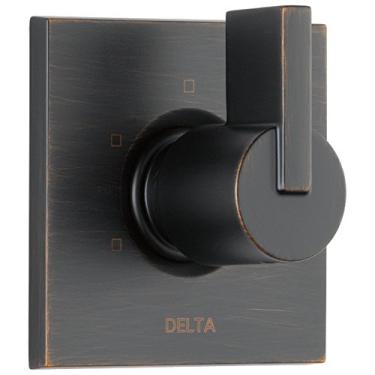 Imagem de Delta Faucet Vero Kit de acabamento de desviador de manípulo de chuveiro com 3 configurações, kit de acabamento de válvula de desvio bronze polido a óleo, desviador de chuveiro de 3 vias, acabamento