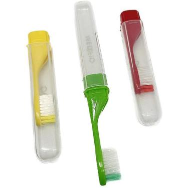 Imagem de 10 Escova Dental Adulto Macia Cabo Acoplável Desmontável - Medfio