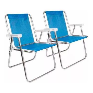 Imagem de Kit cadeira praia mor alta sannet azul 2 unidades