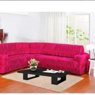Imagem de Capa para sofa de canto elasticada em malha - MAYRA ENXOVAIS, pink