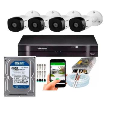 Imagem de Kit 4 Câmeras Intelbras VHC 1120b Dvr 4 Canais Lançamento C/Hd 250gb
