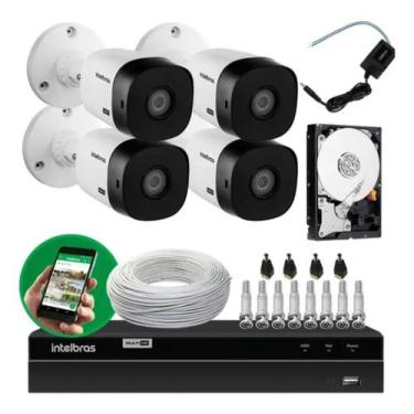 Imagem de Kit Cftv 4 Câmeras Multi Hd 720p 1mp Dvr Intelbras Mhdx 1104