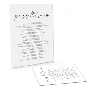 Imagem de UHADRE Jogo de chá de panela Pass The Poem, cartões minimalistas de chá de panela, cartões de jogo de festa de casamento para convidados, ideias de chá de panela - HLYX10