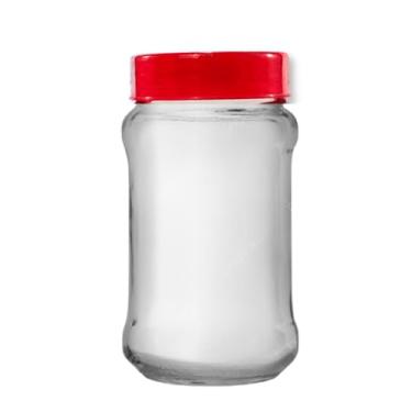 Imagem de Conjunto 5 Potes Vidro Hermético Salada Mantimentos 400ml C/Tampa Plástica (Vermelho)