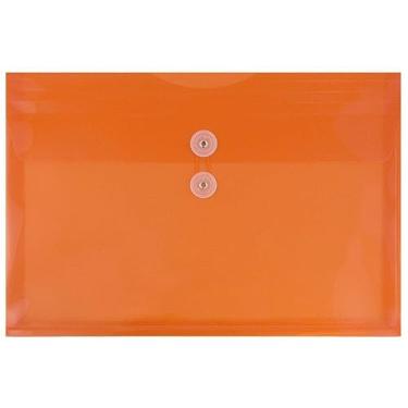 Imagem de JAM PAPER Envelopes de plástico com fecho de botão e cordão - Folheto Legal - 23,5 x 35,5 cm - Laranja - Pacote com 3