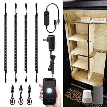 Imagem de TORCHSTAR Kit de Iluminação Led Inteligente com Controle de Voz,(4) Barras de Luz Conectáveis Reguláveis de 12", Compatível com Alexa e Interruptor Basculante, Adaptador de Energia (Controle De Aplica