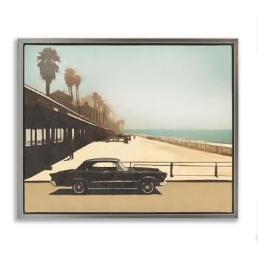 Imagem de Stupell Industries Under The Pier Classic Car Framed Floater Canvas Wall Art Design por Noah Bay, Moldura Flutuante Cinza, 53 x 43 cm