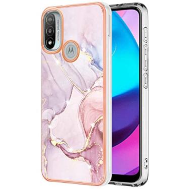 Imagem de Monwutong Capa fina para Motorola E40, capa para Moto E30, capa para Moto E20, capa moderna com padrão de mármore IMD brilhante para meninas, capa de proteção de tela e câmera para Moto E40/E30/E20,