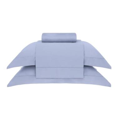 Imagem de Buddemeyer Jogo de Cama King Cetim 300 Fios Bud Vision New Colors II 100% Algodão Penteado Azul 4 peças