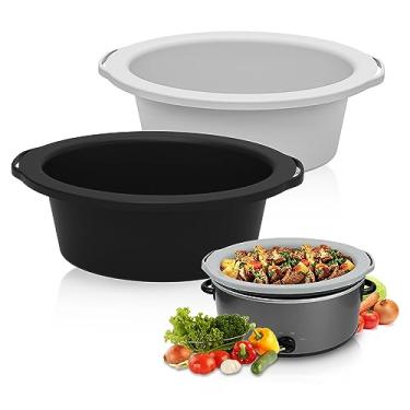 Imagem de SOPHICO ChefAid Slow Cooker Liners, 100% Silicone Reusable Crock Pot Insert Accessories for 6-8 Oval or Round Quart Slow Cookers, Food Safe & Dishwasher Safe (Black-Grey)