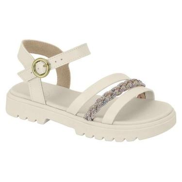 Imagem de Sandália Feminina Infantil Molekinha Tratorada Strass Trançado Confort