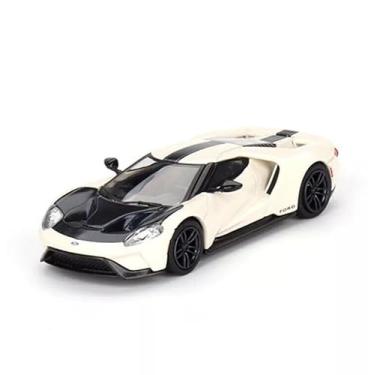 Imagem de Diecast Model Car Compatible with 1:64 Ford GT 1964 Prototype Heritage Edition White with Black Hood and Stripe by Mini GT MGT00622