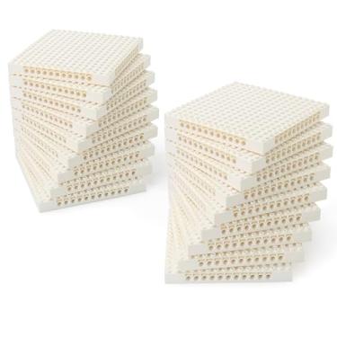 Imagem de Feleph 18 peças de 12,7 cm tijolo de base 40,6 cm x 40,6 cm, placa branca 1/3 com furos e pinos, blocos clássicos compatíveis com 65803 3673 principais marcas de placas