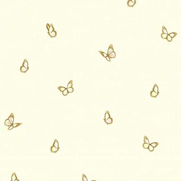 Imagem de Papel De Parede Adesivo Amarelo Quarto Borboletas 5m