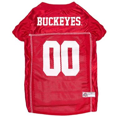 Imagem de Pets First NCAA College Ohio State Buckeyes Jersey de malha para cães e gatos, tamanho médio, camiseta licenciada para cães com seu time favorito de futebol e basquete universitário