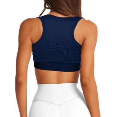 Imagem de kit 3 Top Feminino Nadador sem bojo Academia Fitness Preto, Azul e Mes