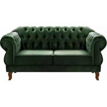Imagem de Sofá Chesterfield 2 Lugares Duquesa Vintage Retrô Capitonê Veludo Verd