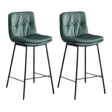 Imagem de Lzyjckh Conjunto de 2 cadeiras de bar, Banco de bar de café da manhã acolchoado em couro Cadeiras de bar de altura de balcão para balcão de cozinha, sala de jantar,Dark green