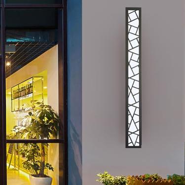 Imagem de Luzes de parede LED para jardim externo, luminária de parede longa para áreas internas, moderna, preta, arandela IP65, à prova d'água, iluminação de parede, luz acrílica externa, varanda, te