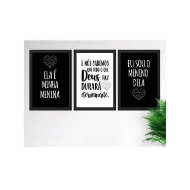 Imagem de Kit 3 Placas Quadros Decorativos Para Sala Quarto Ela é minha menina -