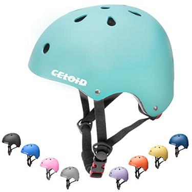 Imagem de CELOID Capacete de bicicleta infantil, capacetes de skate juvenil, para crianças de 10 a 14 a 16 anos, meninos e meninas, ajustável, multiesportivo, bicicleta, skate, futebol, patins, patins, patins