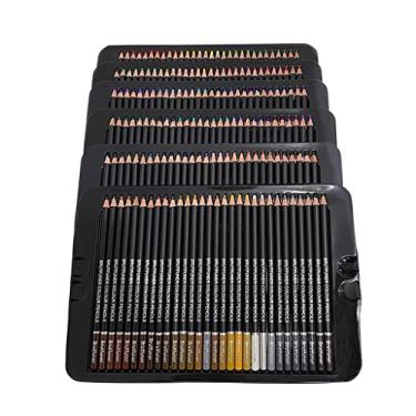 Imagem de 5sssallefaa Lápis de cor profissional de 180 cores, cores negritas, macias, lápis de cor a óleo para desenho, arte, esboço, colorir, caixa de lata preta (preto)