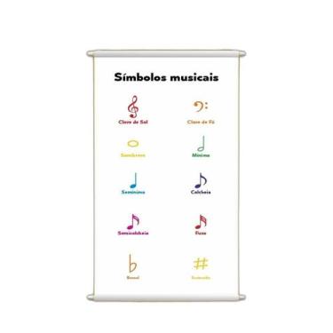 Imagem de Símbolos Musicais Banner Escolar Ensino Pedagógico 80X50Cm - Plimshop