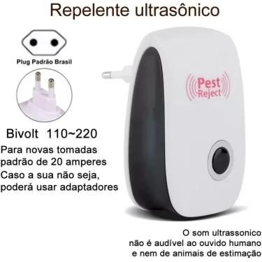 Imagem de Repelente Eletrônico Ultrassônico Espanta Mosquitos Ratos Baratas Aranhas Formiga Moscas Insetos Seguro para Pets Humanos e Plantas Aparelho Elétrico