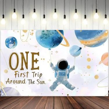 Imagem de BlissYard Banner temático de festa com tema do espaço sideral astronauta foguete decoração de festa espaço sideral 180 x 109 cm crianças meninos meninas aniversário decoração de grupo
