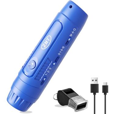 Imagem de ZHT Apito eletrônico com carregamento USB - 3 tons e apitos altos de 3 volumes para treinadores, árbitros, professores - Apito de mão de emergência com cordão para esportes ao ar livre, acampamento