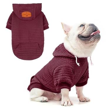 Imagem de BEAUTYZOO Moletom com capuz para cães pequenos, médios e grandes, roupas quentes de inverno para cachorros, tamanho P, M, meninas, meninos, suéter com bolso, buldogue, pitbull, gato, casaco, vinho, ML