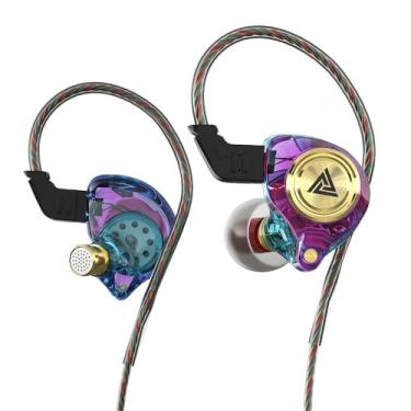 Imagem de URIZONS QKZ AK3 Fones de ouvido de resina dinâmica transparente para monitor de DJ, fones de ouvido intra-auriculares com fio de 3,5 mm com microfone, estéreo, graves pesados para esportes/jogos
