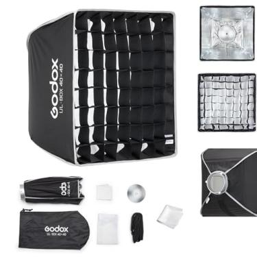 Imagem de Godox Softbox Godox 40 x 40 cm/15,7 x 15,7 polegadas de liberação rápida, suporte Bowens com difusores frontais e internos removíveis/aderência/placa difusora para fotografia, transmissão ao vivo e