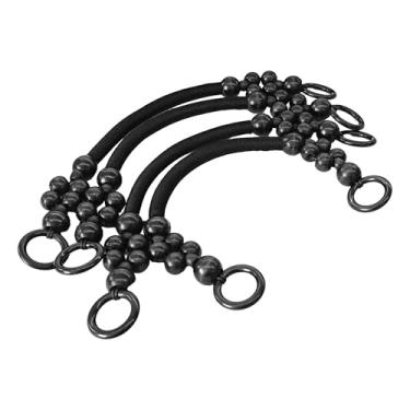 Imagem de pson 4 peças de alças de bolsa de madeira com contas de 45 cm, alças de bolsa de corda de nylon para bolsa de crochê DIY, bolsa de praia, bolsa de palha, suprimentos para fazer bolsas (preto)