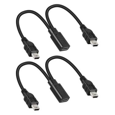 Imagem de RIIEYOCA Cabo de carregamento curto USB tipo C fêmea para mini USB macho duplo, suporta apenas carregamento, 1 a 2 cabos de carregamento USB C divisor (1 FT/2 pacotes de carregamento apenas)