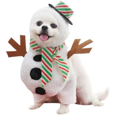 Imagem de Fantasia de transformação de boneco de neve com capa de cabeça, roupas engraçadas para cães e gatos, fantasias de Natal para gatos e cães pequenos (pequeno)