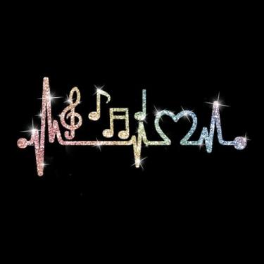 Imagem de Adesivo de carro autoadesivo de PVC brilhante estilo tom musical cintilante para carros, caminhões, motocicletas, capa de porta multidecoração adesivo (colorido)