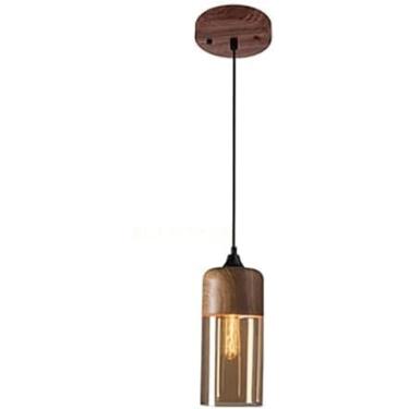 Imagem de Nordic Modern Loft Hging Glass Pendt Lamp Fixtures E27 Pendt Lights Wood Grain Metal Ceiling Lamp Para Restaurt Bar Sala De Estar Quarto, C