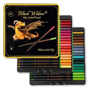 Imagem de Lápis de cor Black Widow Dragon para adultos – 36 lápis de cor com pigmentos suaves – Melhor conjunto de lápis de cor para livros de colorir e desenho de adultos – Um conjunto de lápis essencial