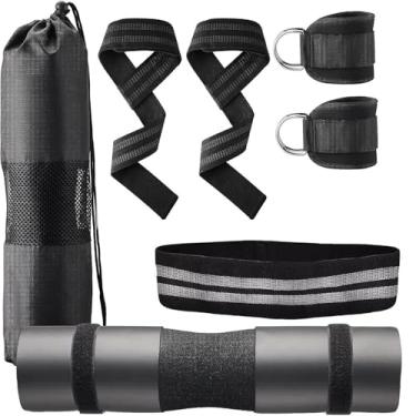 Imagem de YIJU Conjunto de cintas de treino para tornozelo, suporte para barra, faixas de tornozelo, acessórios para exercícios, academia de ginástica para mulheres, Preto